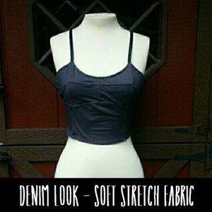 Denim Look Crop Top